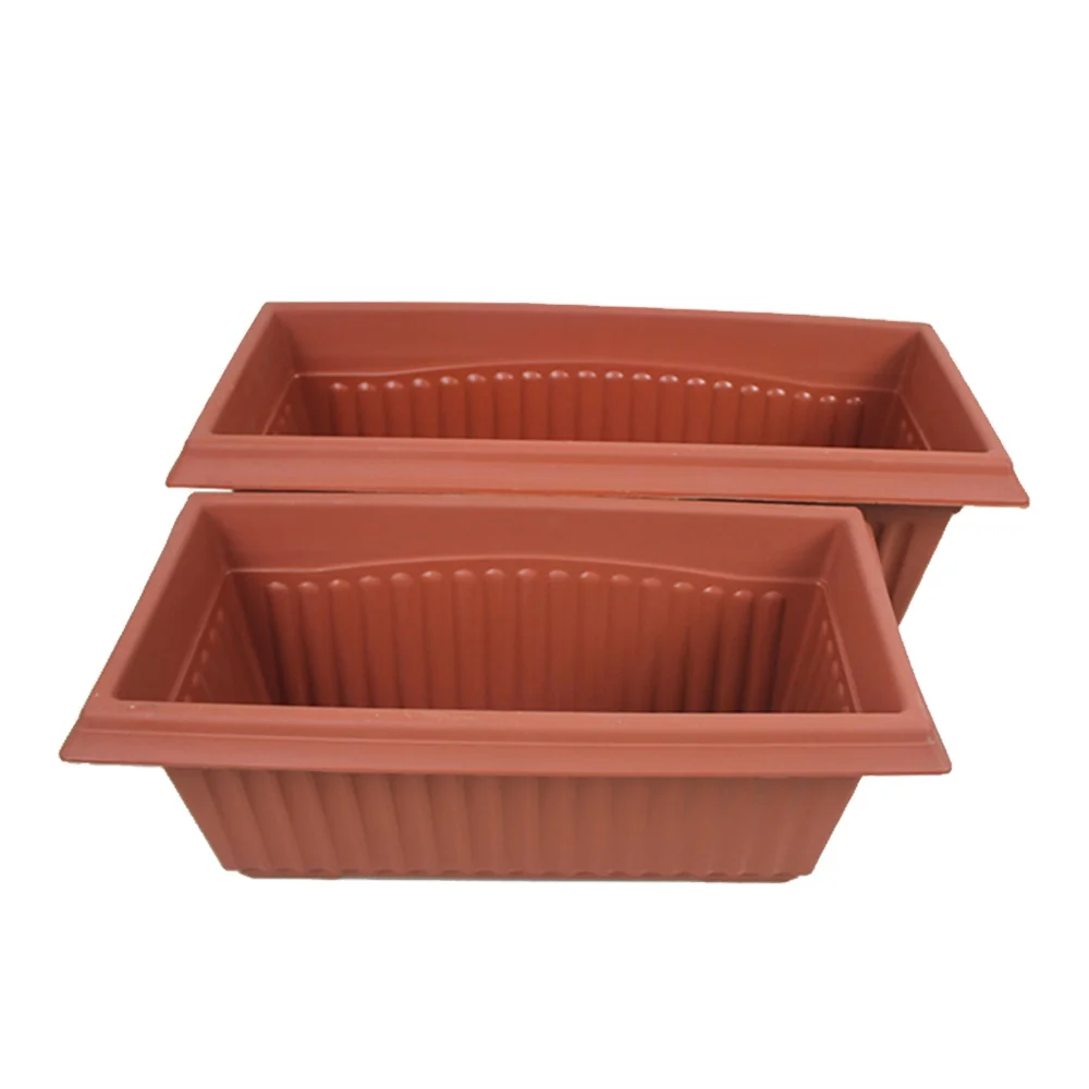 Leizisure Long Rectangular Plastic Round Terracotta Flower Plant Pots and Planter for Vegetable Growing