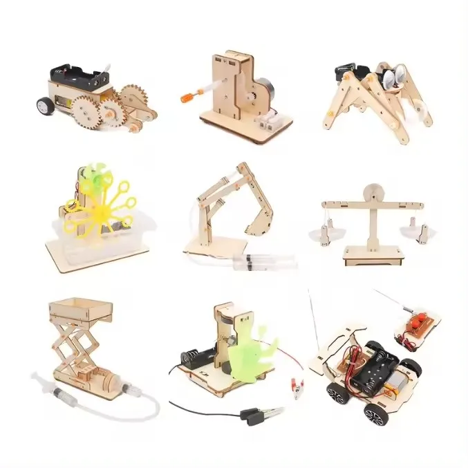 Diy 3D STEM Wooden Science Kit Assembly Creation Solar Powered STEM Toys for Kids