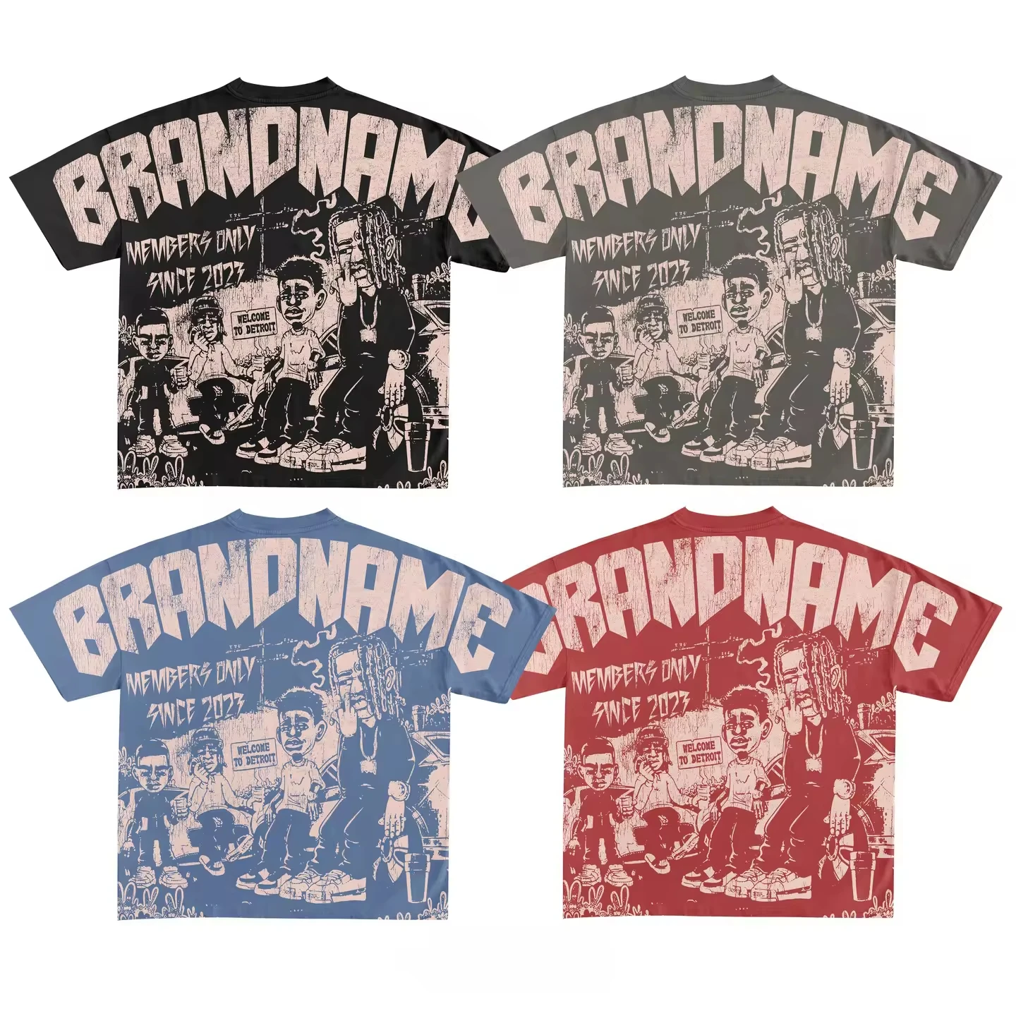 Custom Vintage Screen Print 100% Cotton Distressed Premium Boxy Heavyweigh Oversized Graphic T-shirts for Men