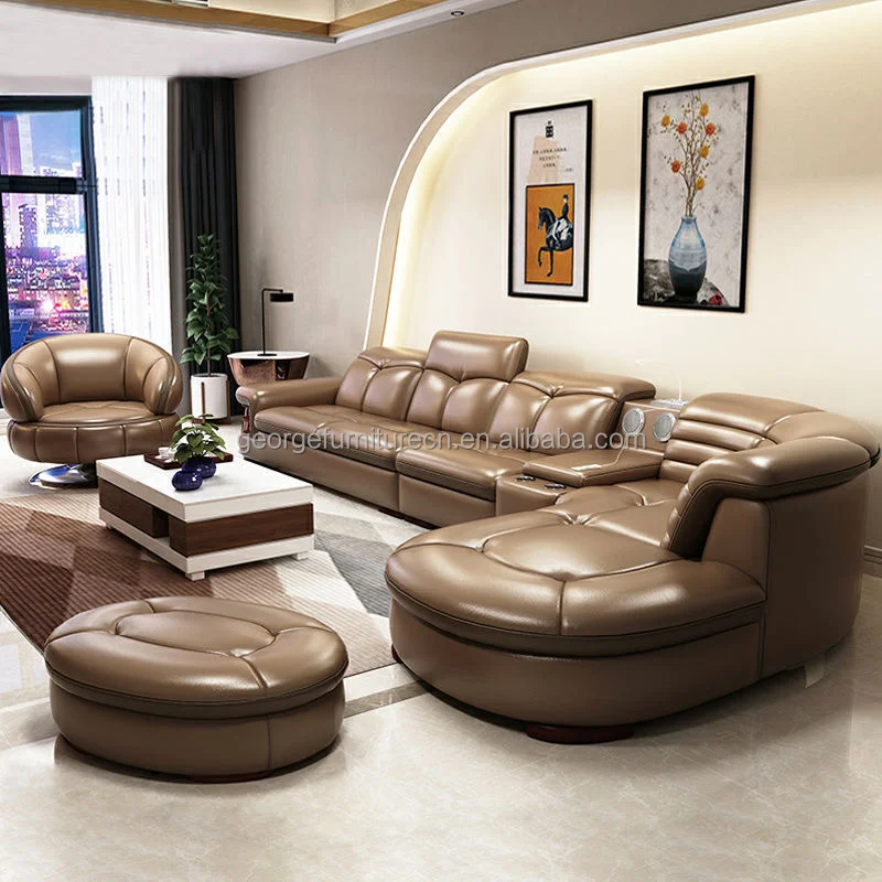 Italian Genuine Leather Modern Furniture Sofa Set Luxury Sectional