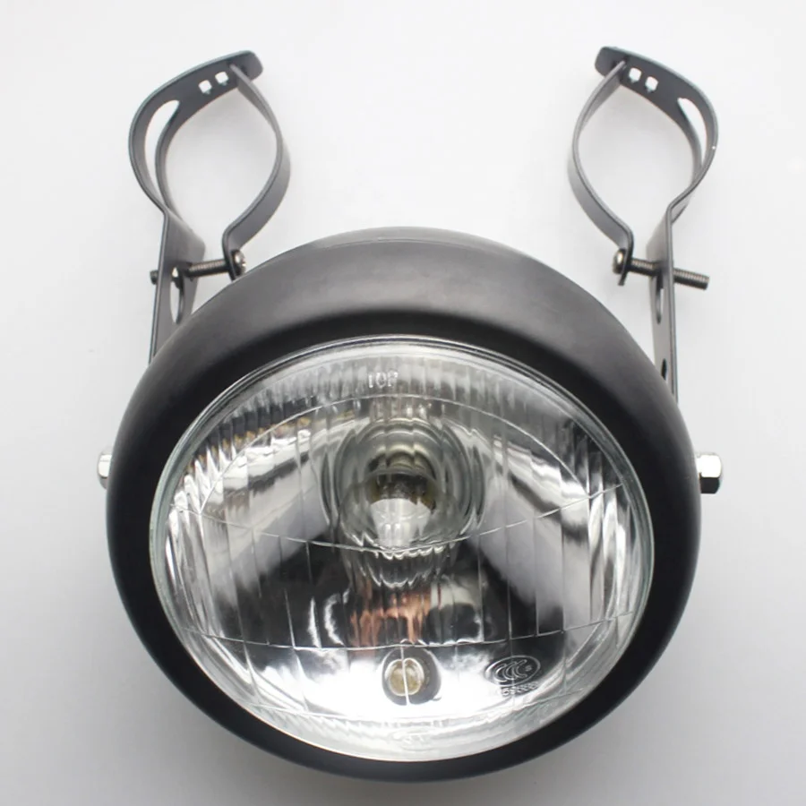 新的黑色摩托车侧安装大灯 适合本田川崎铃木雅马哈摩托车头灯 Buy 摩托车卤素大灯 摩托车圆形大灯 通用摩托车大灯