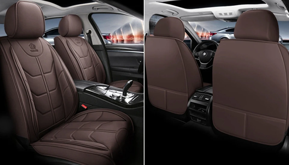 Car Seat Covers Full Set Premium Faux Leather Automotive Front And