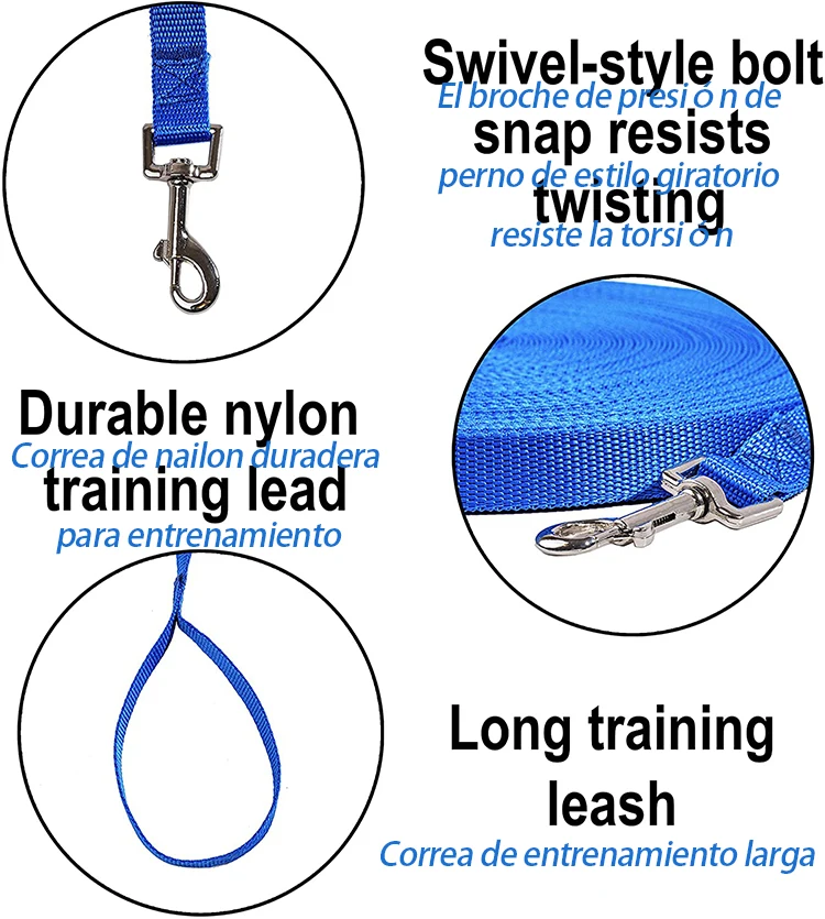 Obedience Recall Training Lead with Soft Handle-15 ft 30 ft 50 ft 65 ft  Long Adjustable Nylon Long Dog Training Leash| Alibaba.com
