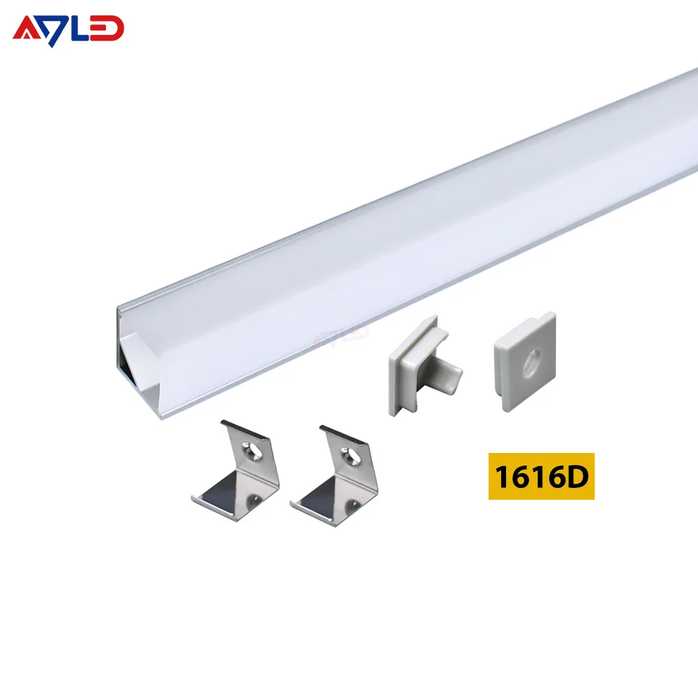Customizable V-Shape 16*16mm Aluminum LED Strip Profile Corner Mounted 10mm Profile for 5050/3528/2835/5730/3014 LED Strip