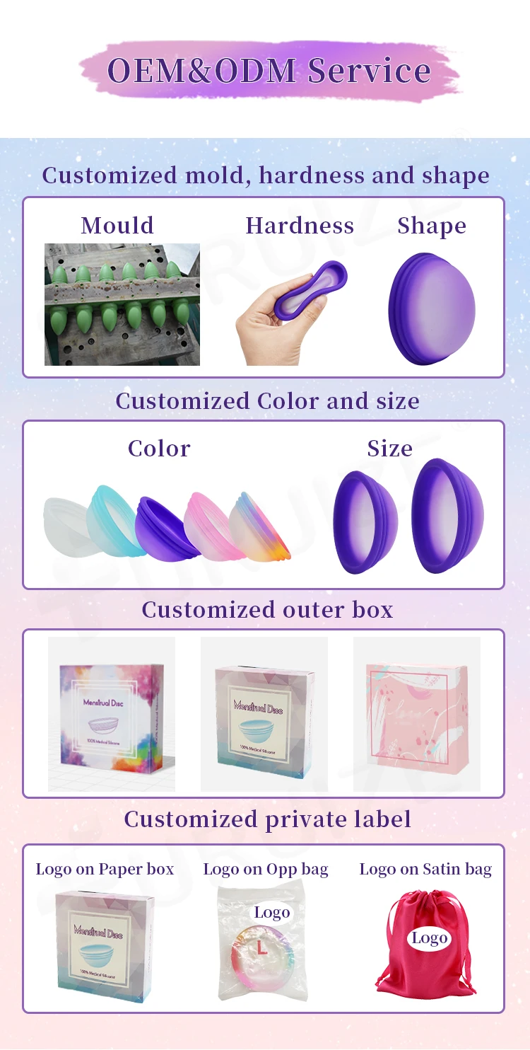 Customized Packing Menstrual Disc Manufacturers Period Cup Menstrual 