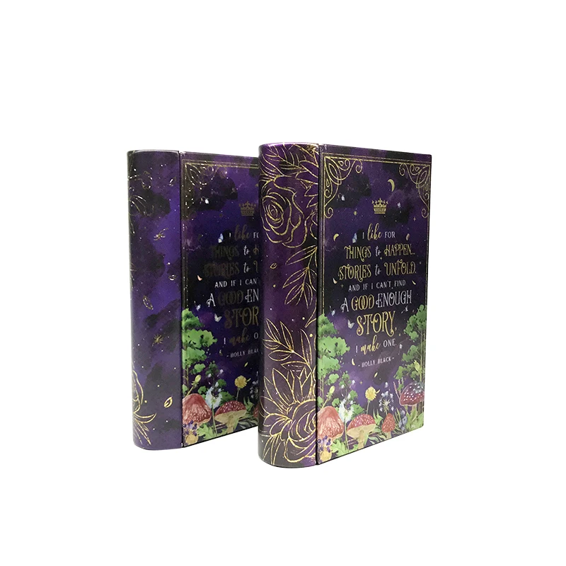 Customized Design Vintage Book Shape Metal Tin Box Chocolate Cookie Tea Candy Storage Metal  Box Perfume Gift Souvenir Tin Box
