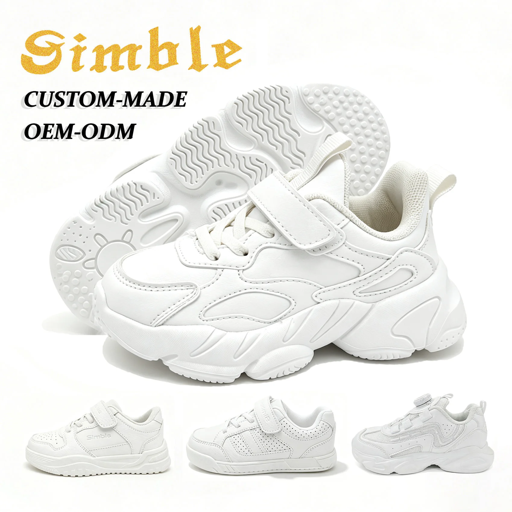 Custom Logo High Quality White Kids School Shoes Light-weight Comfort EVA Boys Girls Children Casual Sneaker