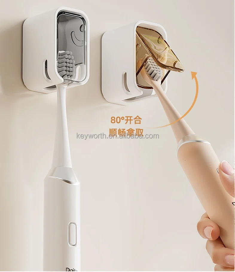 Toothbrush Holders for Bathrooms Wall Mounted with Cover Moisture-Proof and Dust-Proof Toothbrush Storage Organizer
