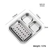 Silver-three-compartment roasting pan with oil tray