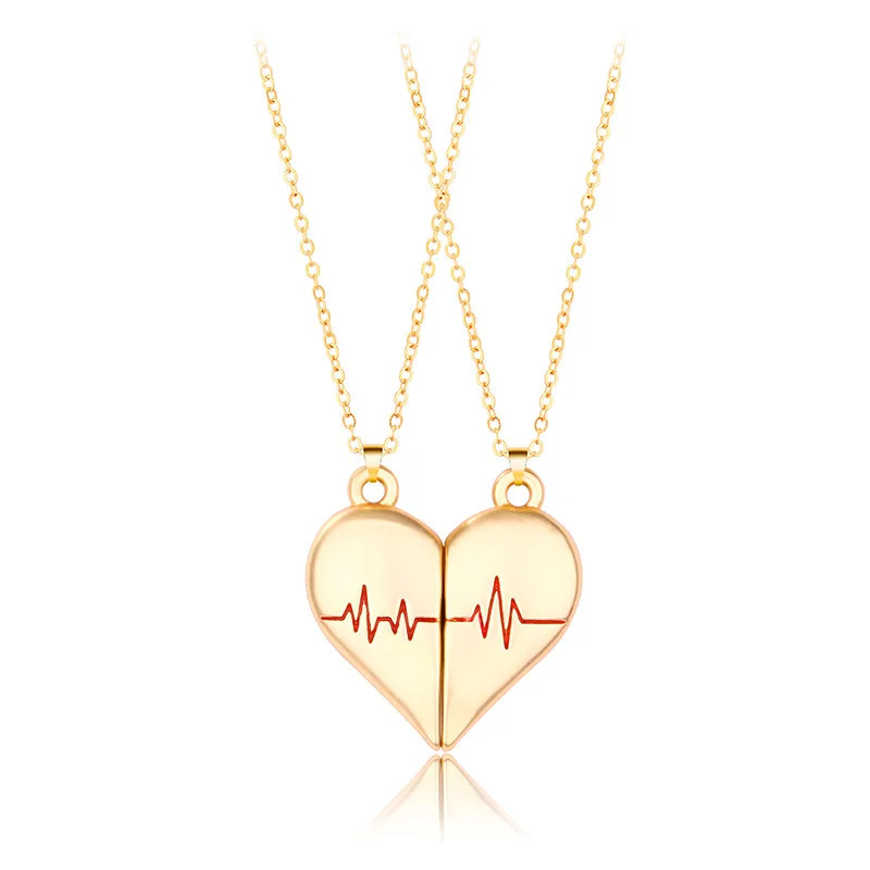 Paren geschenken koppels kettingen voor hem & haar 2 stuks magnetische bijpassende hart hanger ketting vrouwen mannen minnaar vriendin vriendje vrouw man Valenti | NL