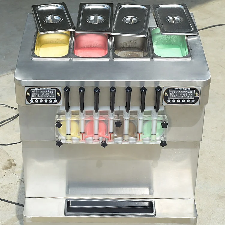 Automated Table Top Vertical 5 Mixed Flavors Soft Ice Cream Machine For ...