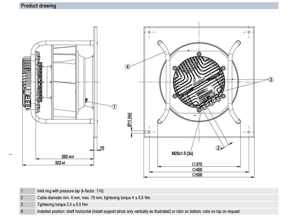 Centrifugal Fan, K3G310-BB49-02, 310mm, 230VAC, 3300RPM - detail 4