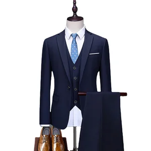 Wholesale Ready-Made Men's Waterproof Pants Suits 3-Piece Set Single Breasted Coat Zipper Fly Breathable Anti-Wrinkle Plus Size