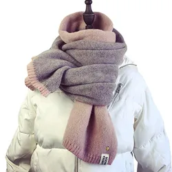 Женский однотонный кашемировый шарф, зимний плотный теплый мягкий пашминовый шарф розового и черного цветов, Женский вязаный шерстяной длинный шарф, 2019