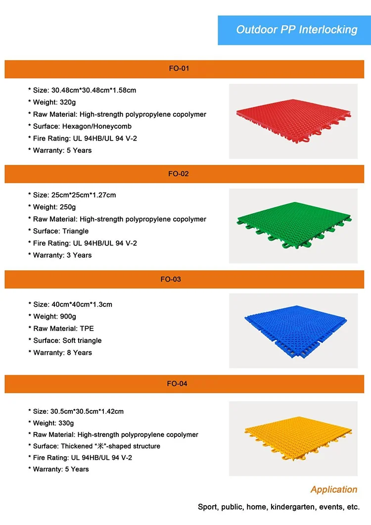 PP interlock tiles outdoor multi purpose tiles basketball tennis badminton  sport court flooring tiles