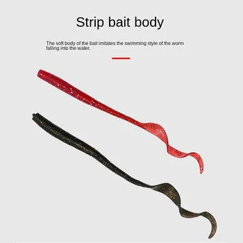 CHEERY Cross-Border Long-Tailed Worm Lure Soft Bait Spiral Body Freshwater/Saltwater Black Fish 120mm 367g 8-Piece Pack No Hooks – Soft Lure – view 3