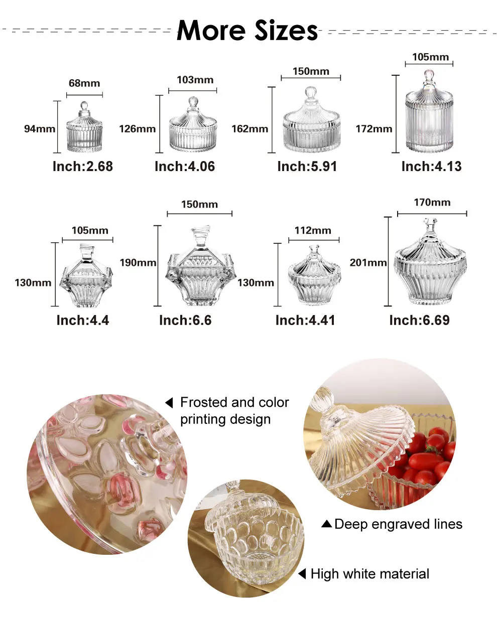 Factory Classic Glass Sugar Bowl Set With Lid Glass Candy Pot 3pcs Set