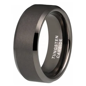 Coolstyle Jewelry 8mm Wholesale Beveled Matte Finish Fashion Engagement Wedding Band Gunmetal Tungsten Ring for Men Women