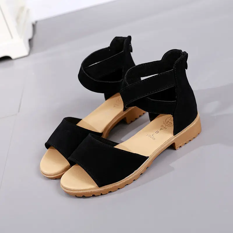 fashion summer casual comfortable women flat shoes suede ankle wrap strap flat sandals for women 2021