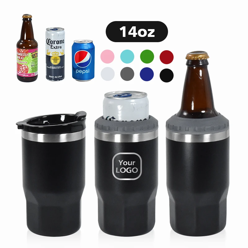 Custom 14oz 4 In 1 Can Cooler Stainless Steel Double Wall Vacuum