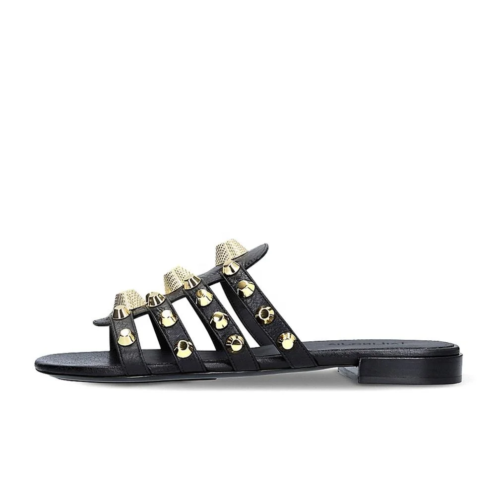 Women's Flat Sandals Studs Shoes Large Size Slides Flats|