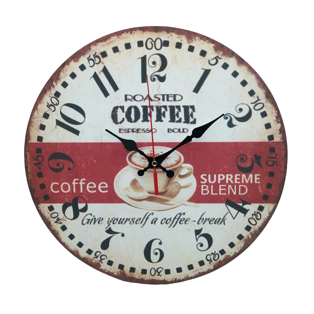Phota 12 inch MDF Wooden Wall Clock Round Decorative Clock