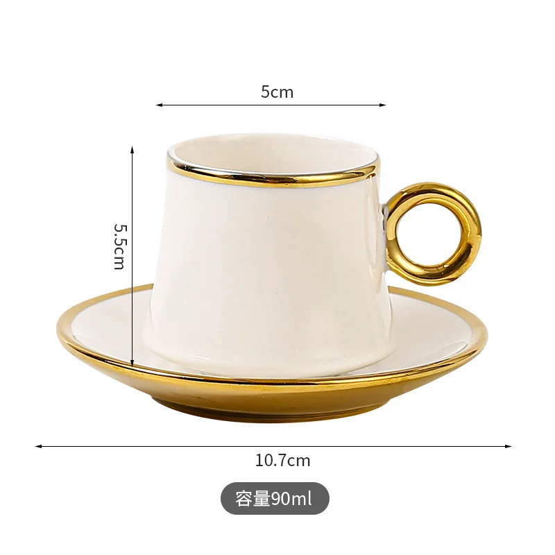 Wholesale Turkish Coffee Cup Set - 6 PCS Gold Handle Porcelain Tea Cups ...
