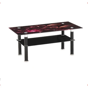 stainless steel living room furniture supplier Rectangle Space-saving  tables modern luxury Tempered glass top coffee table