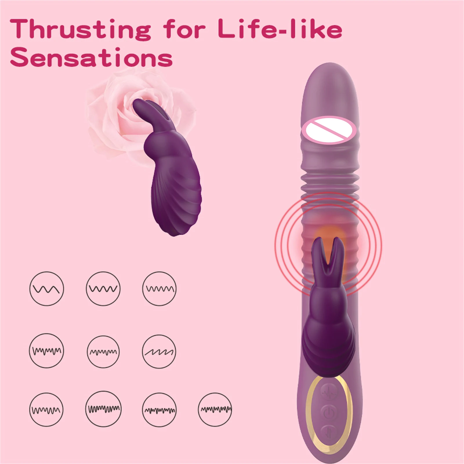 Usting Rabbit Vibrator Triple Action G Spot Vibrator with Independent Clitoral Stimulator and Patterns Waterproof Rechargeable