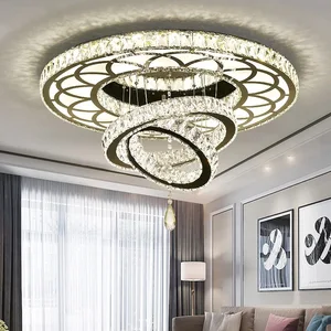 Creative Shape Lustre Circle Ceiling Lamp Modern Luxury K9 clear Crystal Ceiling Light Chandelier Fixtures Hotel