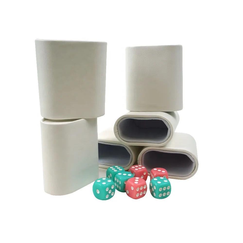 Factory Oem Oval Oblalte Dice Cup Custom logo White High Quality Pu Leather Cups for Backgammon or Board Games