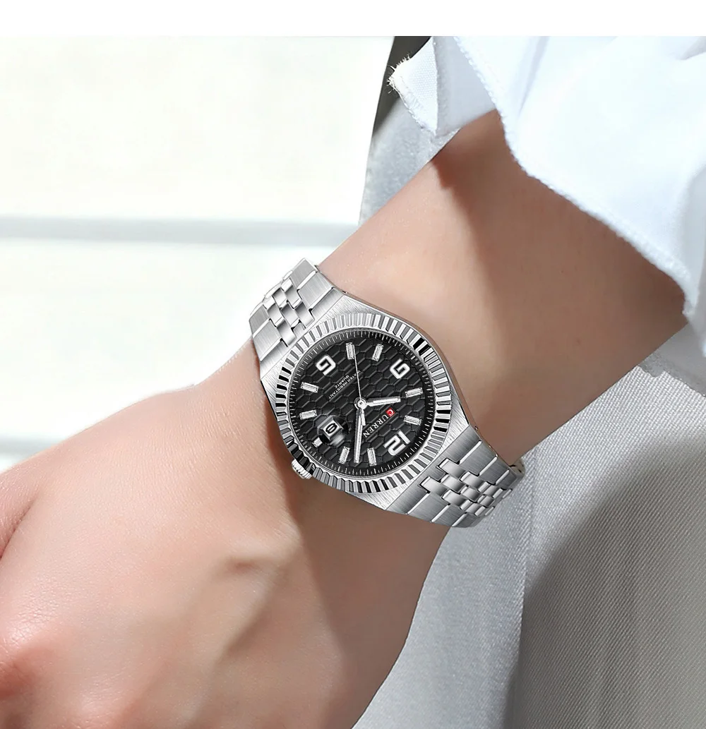 CURREN 8498 Women's Quartz Watches Stainless Steel Band Blue Dial Calendar Date Watch Ladies Water Resistant Luminous Wristwatch