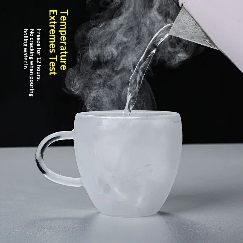 Wholesale Heart-Shaped Double-Layer Glass Cup Heat Resistant Insulated Solid Color High-End Coffee & Tea Cup for Home Office Use preview 3