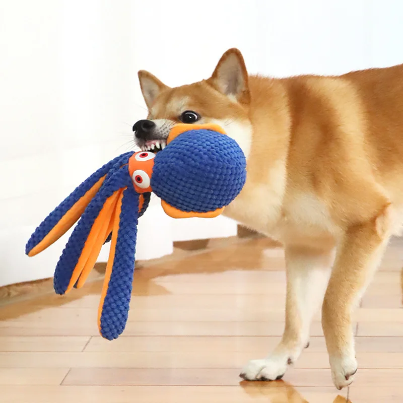 Dogs for Squeak Dog Chew Toy Stuffed Plush Squid Toy Durable Octopus Plush Dog Toys