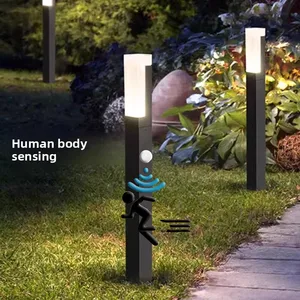 LED Motion Sensor Outdoor Walkway Light Waterproof IP65 Aluminum Detector Garden Lawn Path 7W Modern Decorative Bollard Pillar