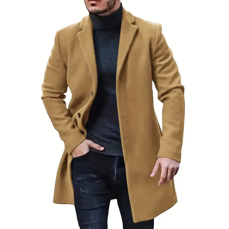 Men's solid color streetwear jacket with a single-breasted lapel design, ideal for casual urban wear in spring and winter as a stylish streetwear jacket