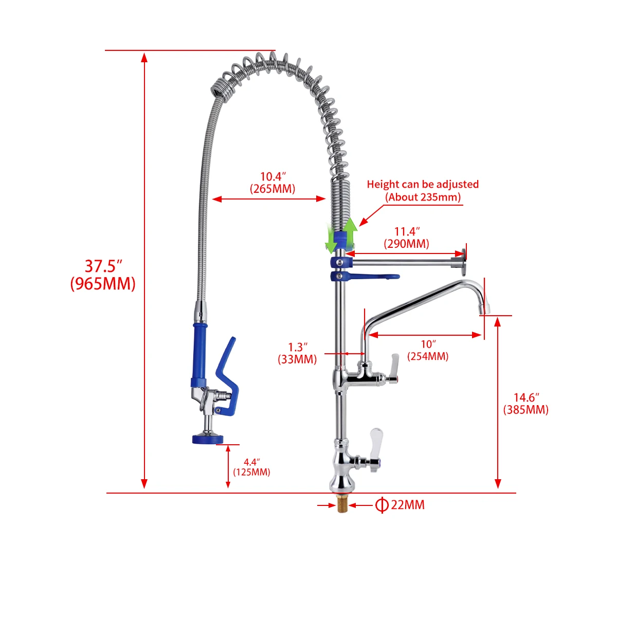 Modern Commercial Deck Mounted Kitchen Faucet Single-Hole Brass Pull-Out Pre-Rinse Spout with Dual Handle Ceramic Valve Faucet supplier