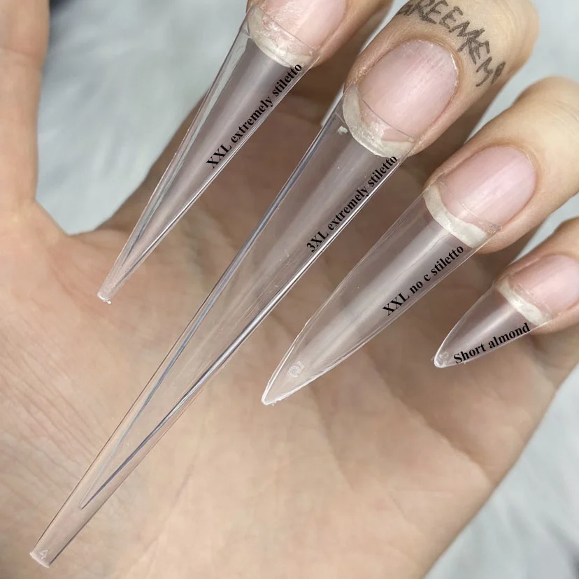 Extra Long 6XL 10XL Long Ballet False Nail Full Cover Clear/Natural Stiletto Press on Tips Xxxxxl Square Nail Tips Full Cover