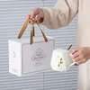 กล่องของขวัญแก้วเดี่ยวลายเพชร - สีขาว