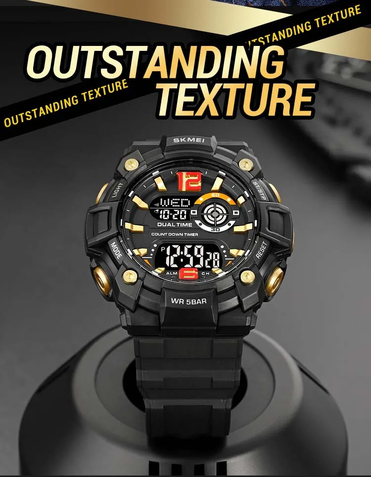 SKMEI 2018 sports new style mens digital watch creative Silicone band water proof Chronograph character student watch design