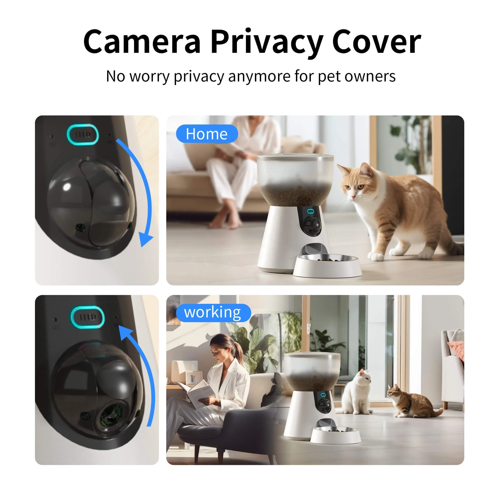Petwant Private Label Custom 4L Auto WIFI Two-way Voice Call Dual Power Supply Dog Cat Feeder With Double Stainless Steel Bowls