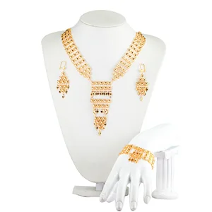 Handmade Jewelry Handmade Jewelry Long Chain Necklace Gold Plated  Big Earrings Women Jewelry