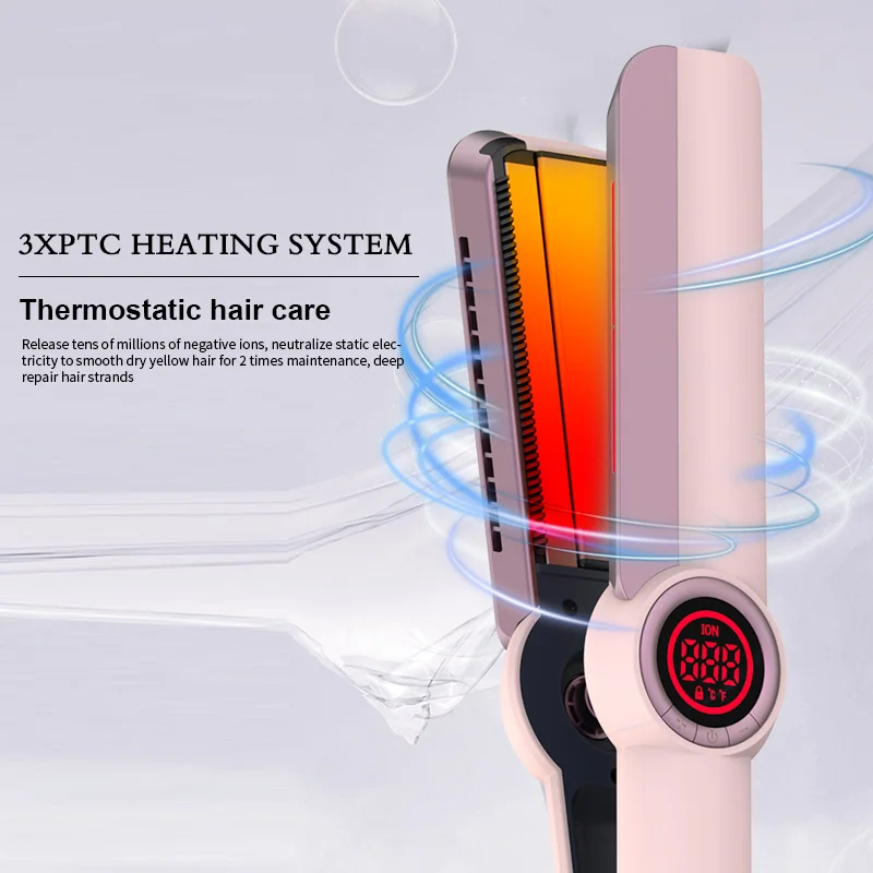 SMET Professional Ceramic Coating Infrared Ionic Flat Iron Hair Straightener LCD Digital Temperature Lockable Handle Household