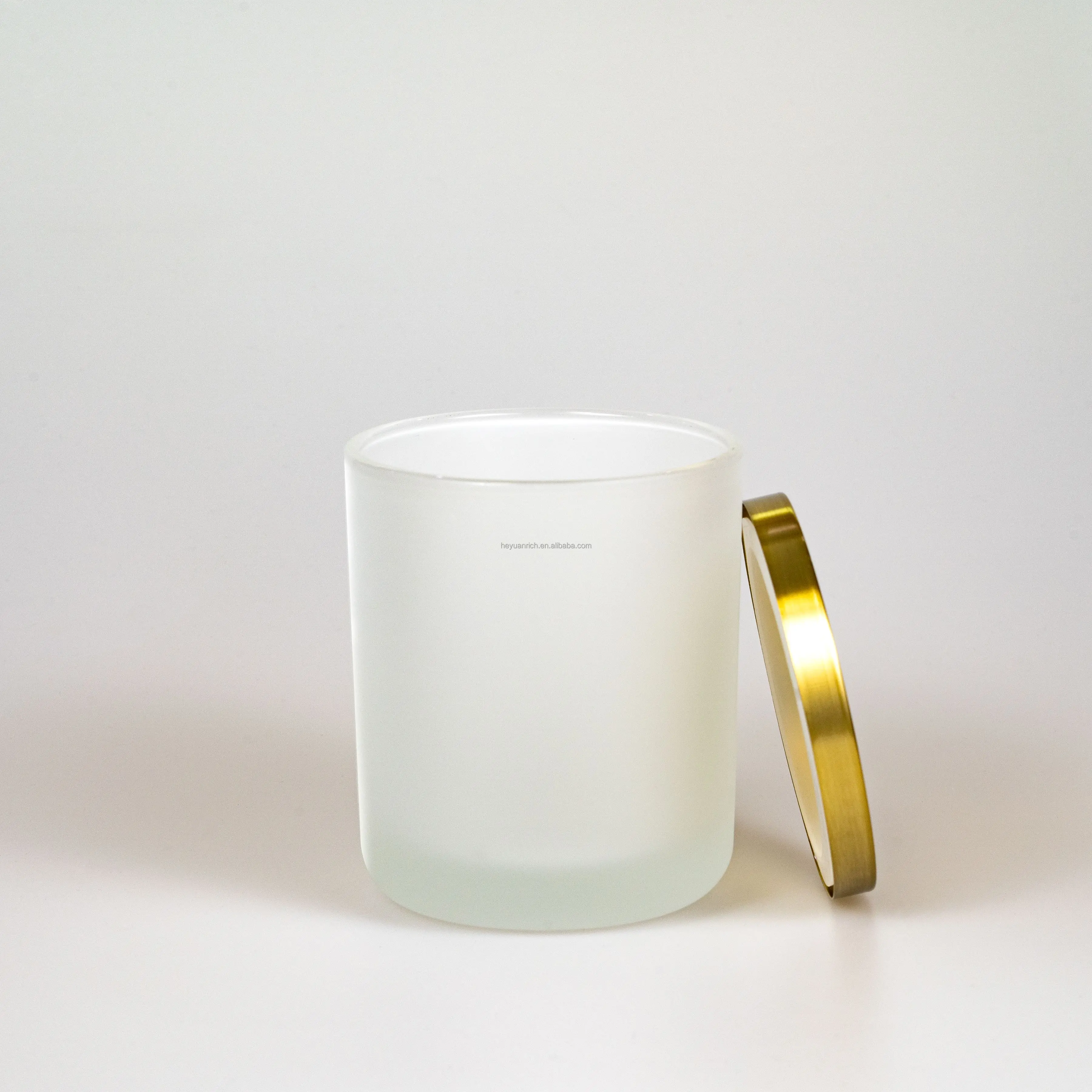 12.5oz Frosted Cambridge Glass Candle Tumbler Jar With Brushed Gold Lid ...
