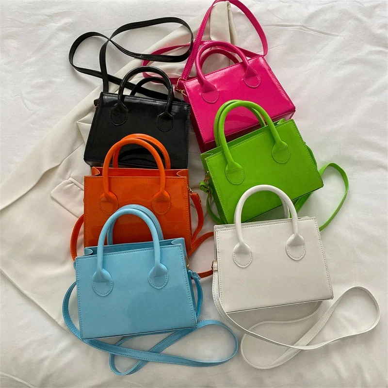 Online Products 2022 Candy Color Glossy Leather Handbags For Women