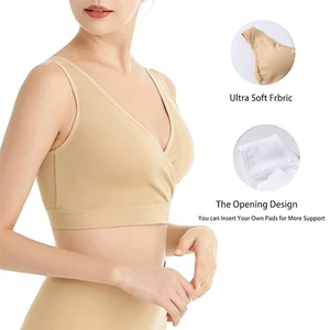 Pregnant Women's Plus Size Front Closure Seamless Solid Everyday Nursing Bra Wire Free Full Cup Spandex/Cotton Summer