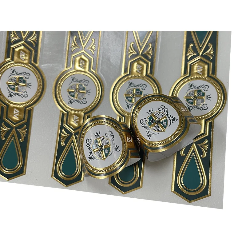 Custom Cigar Ring Printing Customize Gold Foil Embossed Cigar Bands Sticker Cigar Labels for Packaging Labels