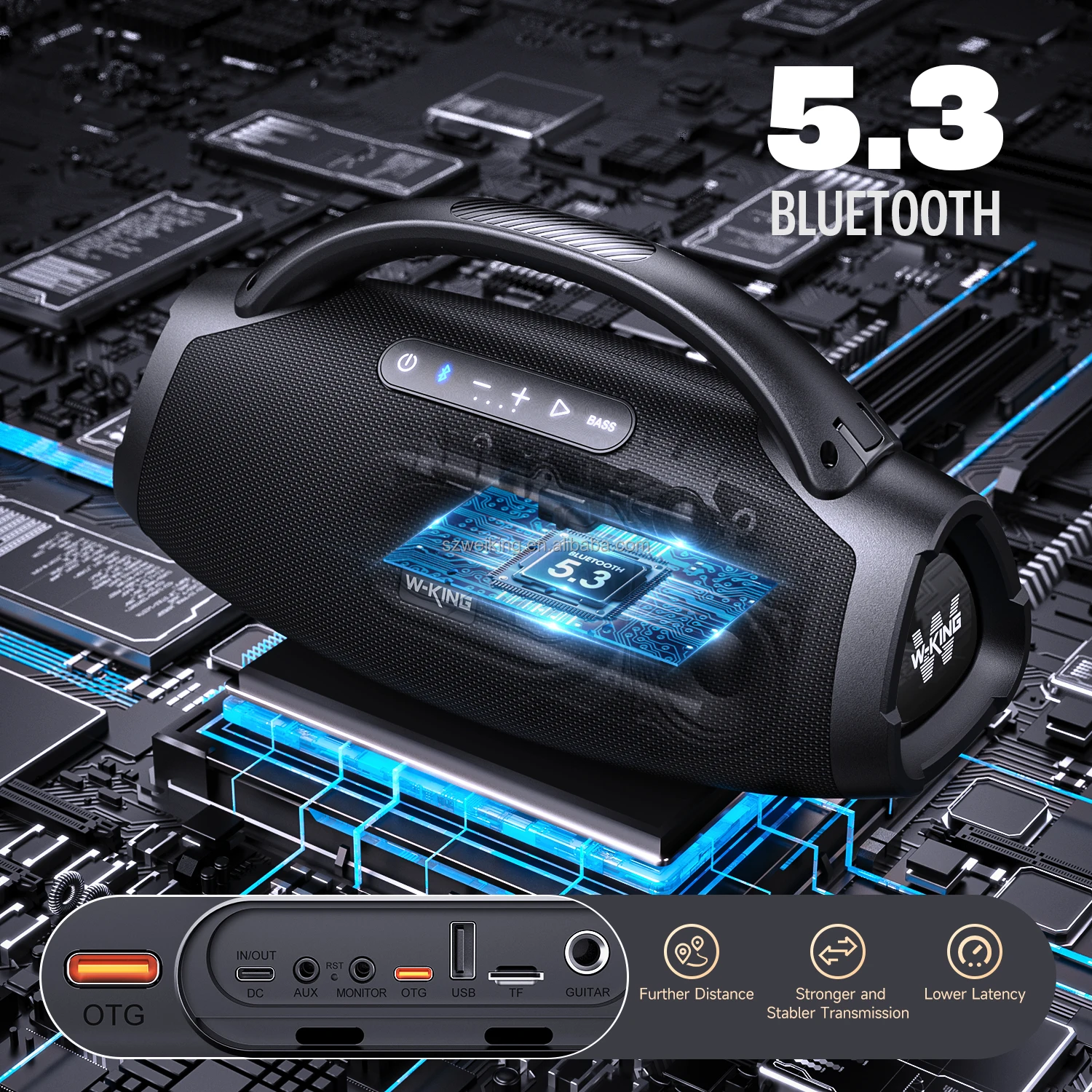 W-KING X20 5.3インチ防水IPX7防塵ポータブルブームボックススピーカー