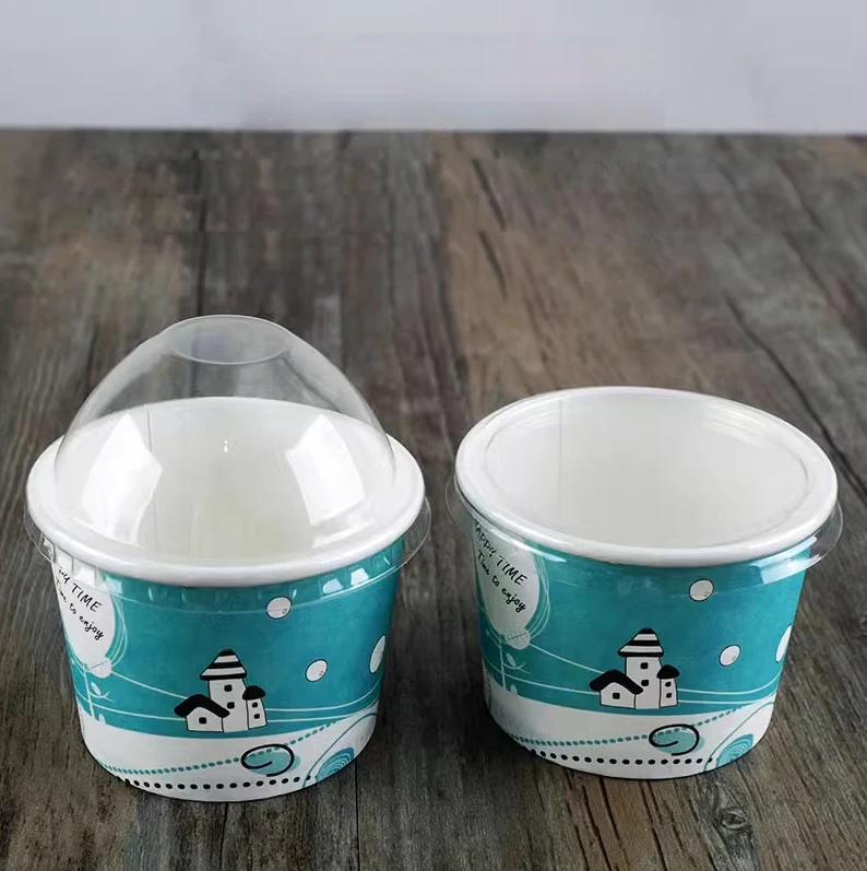 High Quality Customized Paper Ice Cream Cups with Pe Paint Coat Wholesale Frozen Food & Beverage Packaging