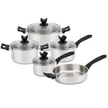 Factory 10 PCS Stainless Steel Non Stick Cookware Set Sauce Pan Saute pan Stock Pot Casserole Cooking Pots and Pans